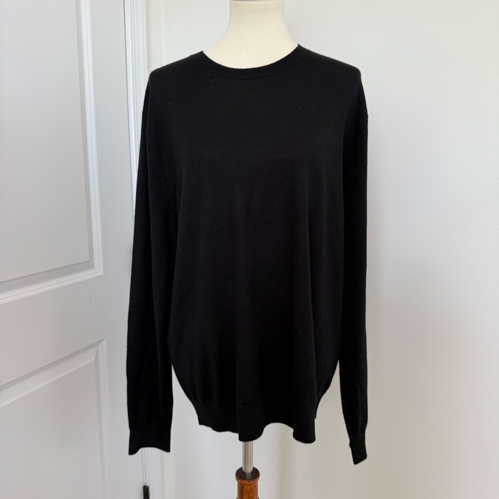 Saks Fifth Avenue Black Wool Sweater Men's XL